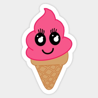 Happy Pink Kawaii Icecream Sticker